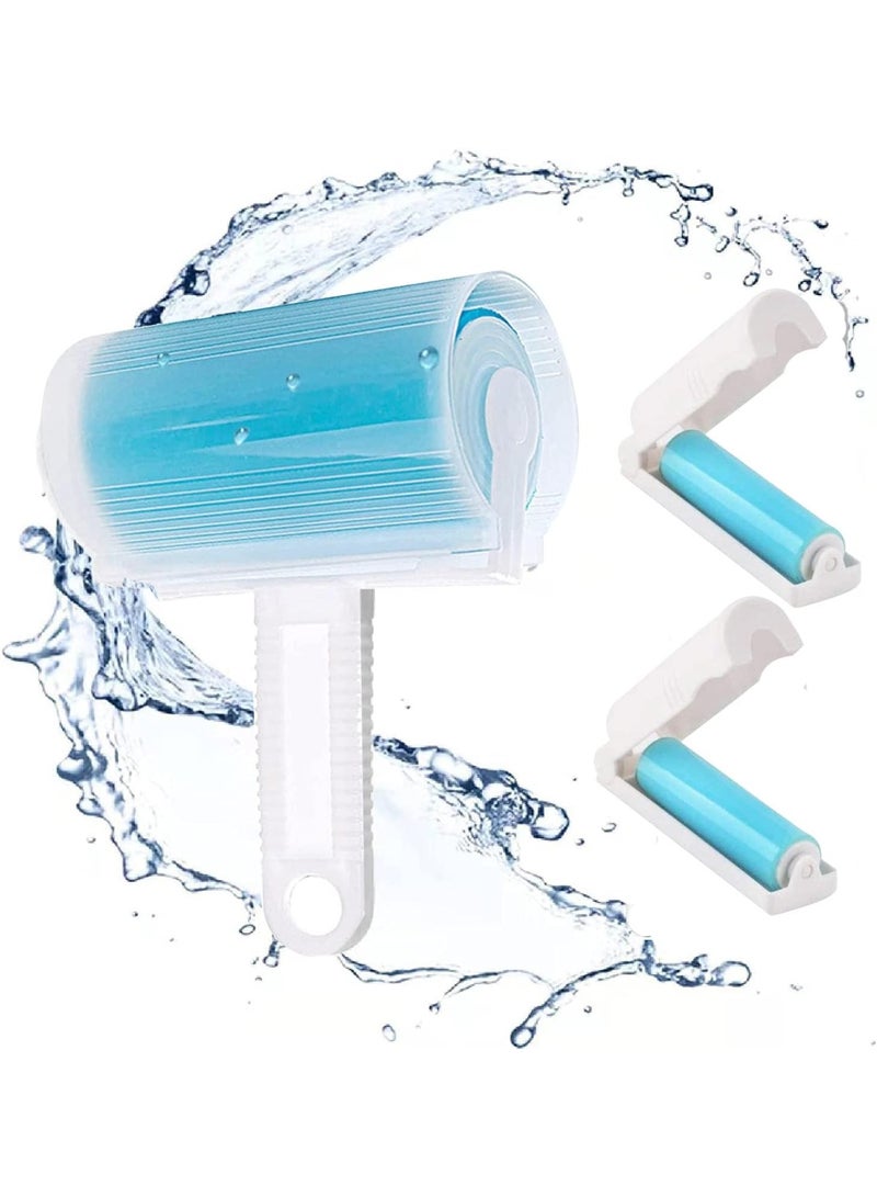3 Pack Washable Reusable Lint Roller, Portable Travel Sticky Dog Cat Hair Remover Cleaner with Cover Include Medium and Mini Size for Clothes, Pet Hairs, Carseats - Image 1